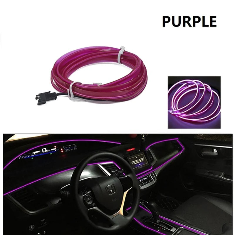 1M/3M/5M Car Interior Led Decorative Lamp EL Wiring Neon Strip for Auto DIY Flexible Ambient Light USB Party Atmosphere Diode