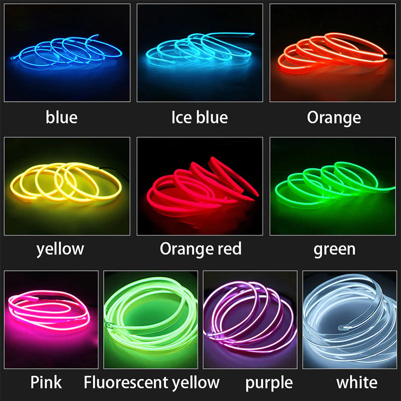 1M/3M/5M Car Interior Led Decorative Lamp EL Wiring Neon Strip for Auto DIY Flexible Ambient Light USB Party Atmosphere Diode