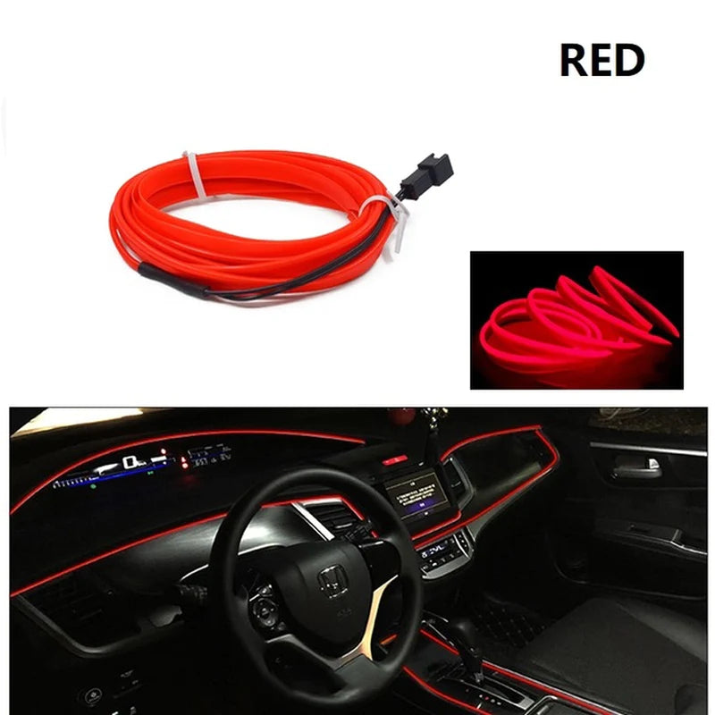 1M/3M/5M Car Interior Led Decorative Lamp EL Wiring Neon Strip for Auto DIY Flexible Ambient Light USB Party Atmosphere Diode