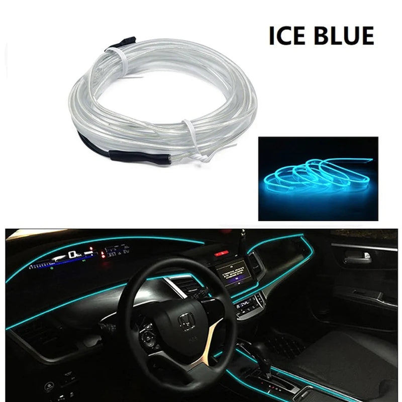 1M/3M/5M Car Interior Led Decorative Lamp EL Wiring Neon Strip for Auto DIY Flexible Ambient Light USB Party Atmosphere Diode