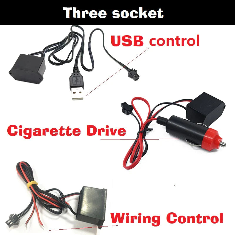 1M/3M/5M Car Interior Led Decorative Lamp EL Wiring Neon Strip for Auto DIY Flexible Ambient Light USB Party Atmosphere Diode