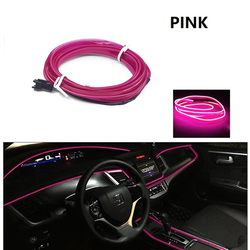 1M/3M/5M Car Interior Led Decorative Lamp EL Wiring Neon Strip for Auto DIY Flexible Ambient Light USB Party Atmosphere Diode