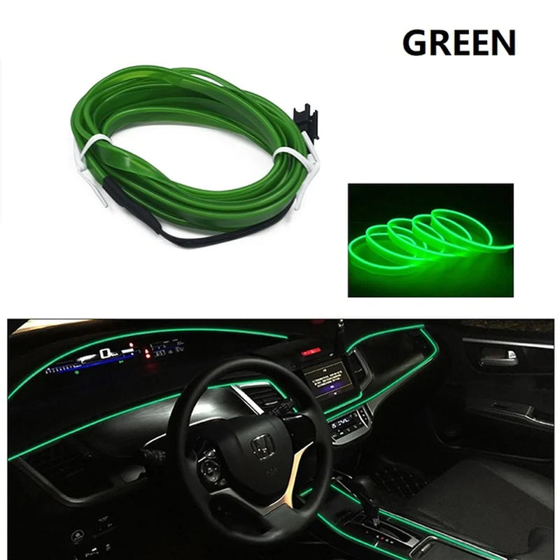 1M/3M/5M Car Interior Led Decorative Lamp EL Wiring Neon Strip for Auto DIY Flexible Ambient Light USB Party Atmosphere Diode