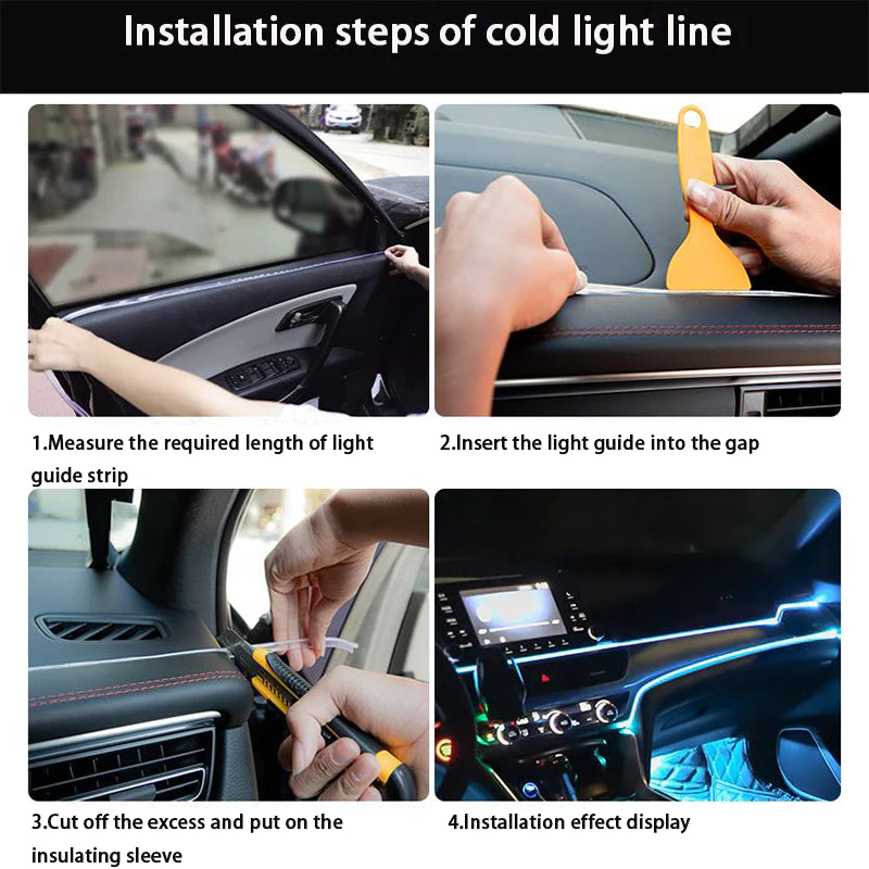 1M/3M/5M Car Interior Led Decorative Lamp EL Wiring Neon Strip for Auto DIY Flexible Ambient Light USB Party Atmosphere Diode